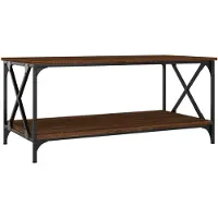 vidaXL Table basse marron imitation chêne 100x50x45 cm Bois composite fer