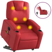 vidaXL Fauteuil de massage avec releveur électrique rouge similicuir
