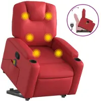 vidaXL Fauteuil de massage avec releveur Rouge similicuir