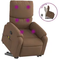 vidaXL Fauteuil de massage avec releveur Marron Tissu