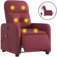 vidaXL Fauteuil de massage électrique vin rouge tissu