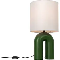 QAZQA Lampe de table design verte avec abat-jour en lin blanc - Lotti