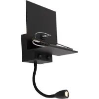 QAZQA Applique murale intelligente noire avec USB et bras flexible avec Wifi G9 - Flero