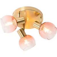 QAZQA Spot de plafond intelligent doré avec verre rose, 3 x P45 Wifi - Vidro