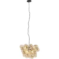 QAZQA Suspension intelligente noire avec verre ambré, 8 ampoules WiFi G9 incluses - Uvas