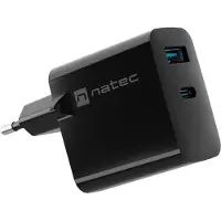 Natec CARGADOR RIBERA GAN 65W PD3.0 QC3.0 1XUSB-A + 1XUSB-C NEGRO