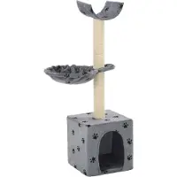 vidaXL Arbre à chat avec colonnes en sisal 105 cm Impression pattes Gris
