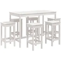 The Living Store Ensemble de bar de jardin 7 pièces blanc pin massif