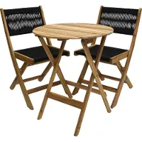 SenS Ensemble de mobilier d'extérieur en bois d'acacia pour balcon, comprenant une table bistrot en bois et deux chaises