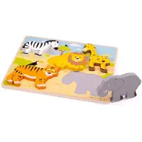 Bigjigs puzzle de forme en bois Safari - 5 pièces