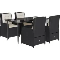 vidaXL Ensemble de jardin 5 pièces avec coussins Noir Poly Rattan
