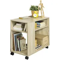 SoBuy Table d'appoint sur roulettes - 35x70x60 cm - Max. 10KG - Couleur bois