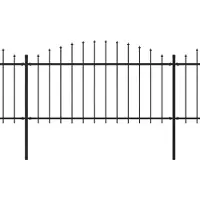 The Living Store Clôture de jardin avec pointes de lance Acier (1,25 - 1,5) x 15,3 m Noir
