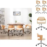 vidaXL Chaise de salle à manger pivotante 4 pcs. Crème Bois courbé et similicuir - Chaises de salle à manger