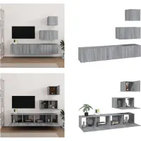 vidaXL 4 pcs. Armoire TV Set Gris Sonoma Bois composite - Ensemble d'armoires TV - Armoires TV - Unité TV - Unité murale TV