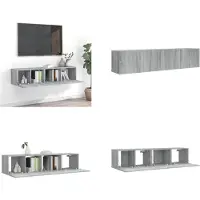 vidaXL 2 pcs. Armoire TV Set Gris Sonoma Bois composite - Ensemble d'armoires TV - Armoire TV - Armoire murale TV