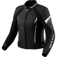 REV'IT! Veste moto en cuir Revit Xena 4 pour femme, noir/blanc, 44