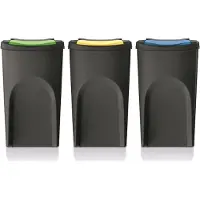 Prosperplast Ensemble de poubelles de recyclage Keden Sortibox 3x35L noir
