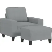 vidaXL Fauteuil avec pouf gris clair 60 cm Tissu