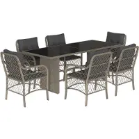 vidaXL Ensemble de jardin 7 pièces avec coussins gris clair Poly rotin