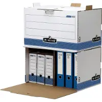 Fellowes Conteneur d'archives R-Kive PRIMA, blanc-bleu en carton 100% recyclé, 100% recyclable (A4)