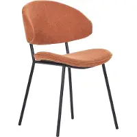 Beliani Lot de 2 chaises de salle à manger garnies de tissu orange pieds en métal noir sans accoudoirs dossier arrondi design contemporain moderne
