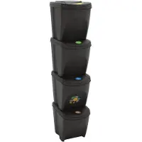 vidaXL Poubelles empilables 4 pcs. Gris 100 L Polypropylène