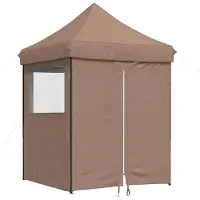 vidaXL Tente de réception pliante Pop-Up avec 4 panneaux latéraux Marron