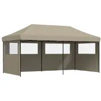 vidaXL Tente de réception pliable Pop-Up avec 3 panneaux latéraux Taupe