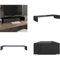 vidaXL Table TV/rehausse d'écran verre noir 80x30x13 cm - Armoire TV - Meubles TV - Armoire TV
