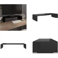 vidaXL Table TV/rehausse d'écran verre noir 60x25x11 cm - Armoire TV - Meubles TV - Armoire TV