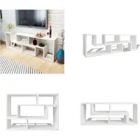 vidaXL Armoire TV double en forme de L blanc - Lowboard - TV Board - Table de télévision - Armoire TV