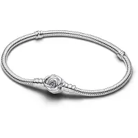 Pandora Bracelet Maille Serpent Fermoir Rose En Fleur Pandora Moments