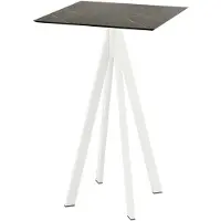 Essentials Infinity - Table de bar, structure blanche + plateau HPL effet marbre Midnight, 70 x 70 cm, 1 pièce