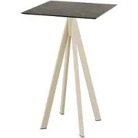 Veba Infinity - Table de bar avec structure couleur sable + plateau HPL effet marbre Midnight 70x70 cm, 1 pièce