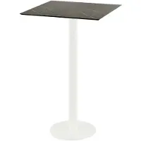 Essentials Table de bar Urban - Structure blanche + Plateau HPL effet marbre Midnight 70x70 cm (1 pièce)