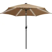The Living Store Parasol avec lampes LED & mât en aluminium 300 cm Taupe