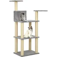 vidaXL Arbre à chat avec colonnes à griffer en sisal gris clair 118,5 cm