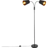 QAZQA Lampadaire intelligent noir avec 2 ampoules WiFi P45 - Carmen