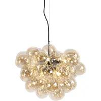 QAZQA Suspension Art Déco noire avec verre ambré 8 lumières - Uvas