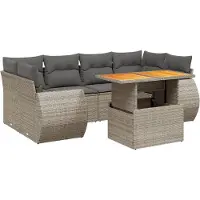 vidaXL Ensemble de salon de jardin 7 pièces avec coussins Gris Poly rotin