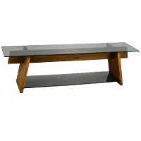 Skye Decor , TV201, Table de télévision, noyer, 100 % verre trempé, 158 x 40 x 45 cm