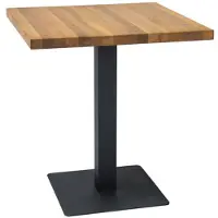 TEXTILOMANIE Table à manger ronde en bois - Marron - Pieds en métal noir - 4 couverts - H 76 cm x L 60 cm X l 60 cm