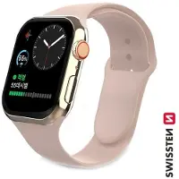 Swissten Silicone band for apple watch 42-44 mm pink sand (42 mm, 44 mm, Silicone), Sangles de montre, Pink