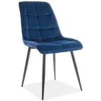 AC-DÉCO Chaise chic en velours - L 51 x P 44 x H 89 cm - Bleu marine