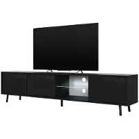 Selsey Meuble TV, Schwarz Matt/Schwarz Hochglanz, 175 x 31,3 x 40,5 cm 5903025294575