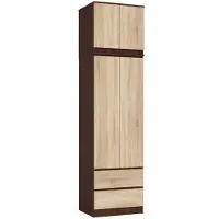 Akord Armoire Avec Surmeuble 2 Portes 2 Tiroirs Wengé/Chêne Sonoma 60X51X234
