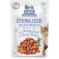 Brit Care Sterilized Fillets in Jelly Duck&amp;Turkey - Filets de Canard &amp; Dinde en gelée pour chats stérilisés - 24 x 85 g