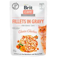 Brit Care Fillets in Gravy, assortiment de filets de poulet, de dinde et de saumon en sauce pour chats, 48 x 85 g