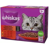 Whiskas Adult sachet 48x85g Classic Meals nourriture humide pour chats en morceaux en sauce avec bœuf, poulet, agneau, volaille